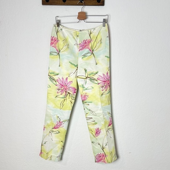Neiman Marcus Floral Dress Pants Green - Picture 1 of 7